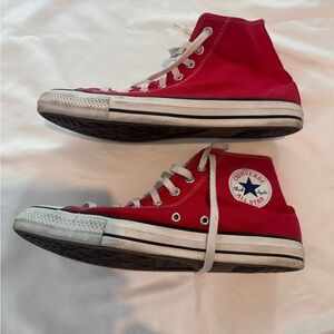 Converse High Top Sneakers in Red with White Accents